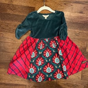 Matilda Jane In The Spirit Green and Red Velour Christmas Holiday Dress.
